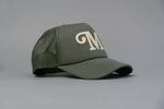 Load image into Gallery viewer, "M" Millionaire Essentials Army Green Trucker Hat