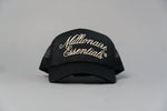 Load image into Gallery viewer, Luxury Script Millionaire Essentials Black Trucker Hat
