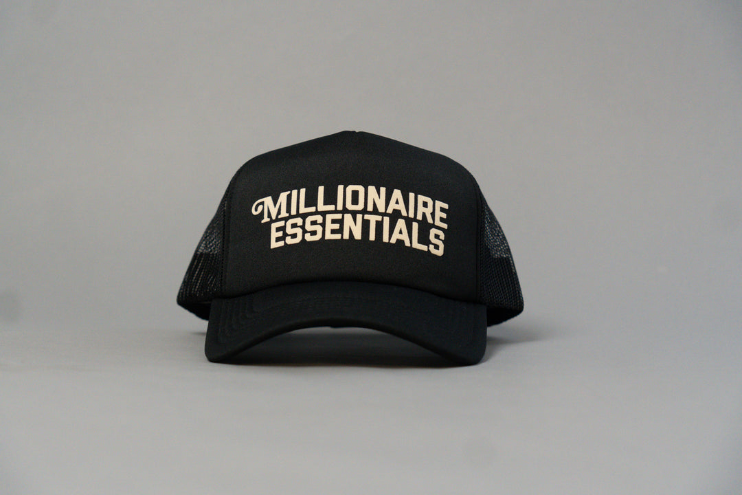 Staple Logo Millionaire Essentials Black Trucker Hat