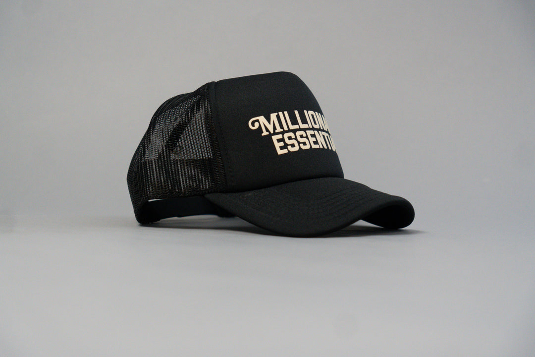 Staple Logo Millionaire Essentials Black Trucker Hat
