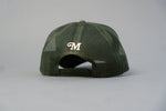 Load image into Gallery viewer, Staple Logo Millionaire Essentials Army Green Trucker Hat
