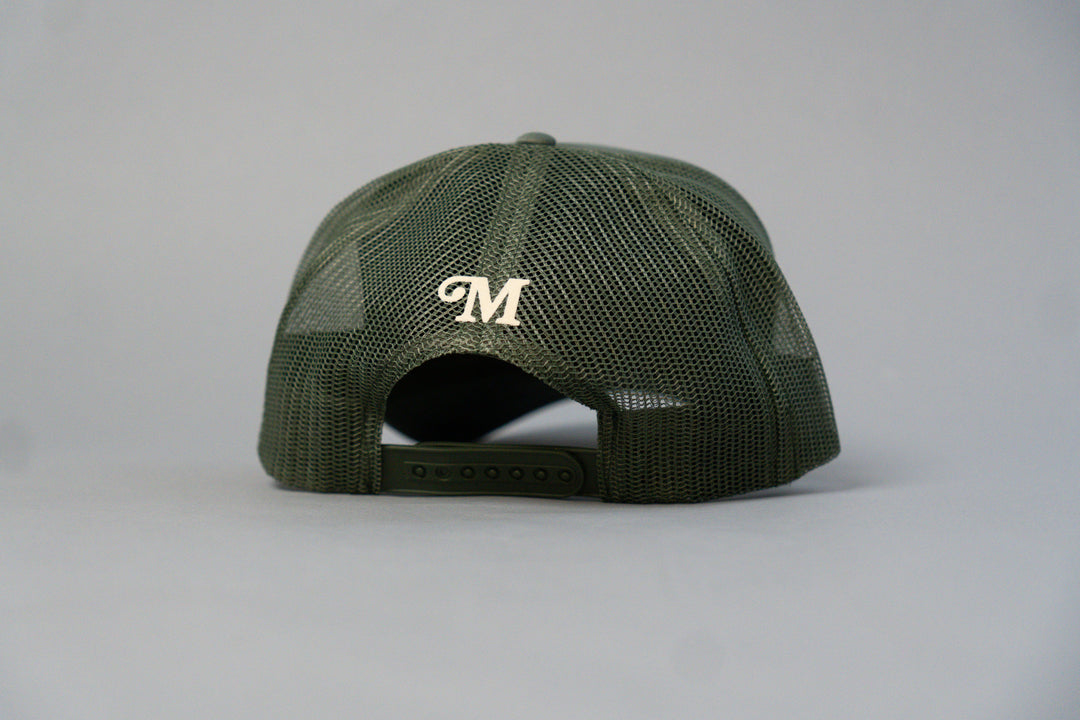 Staple Logo Millionaire Essentials Army Green Trucker Hat